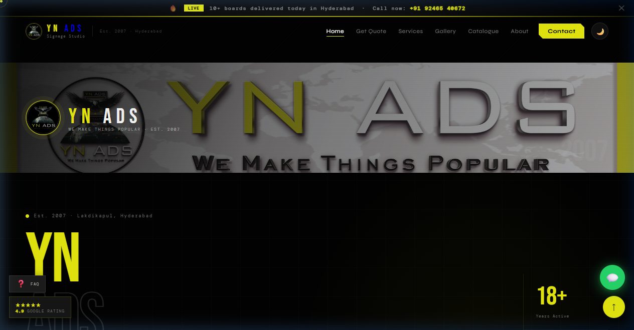 YN Demo corporate website screenshot